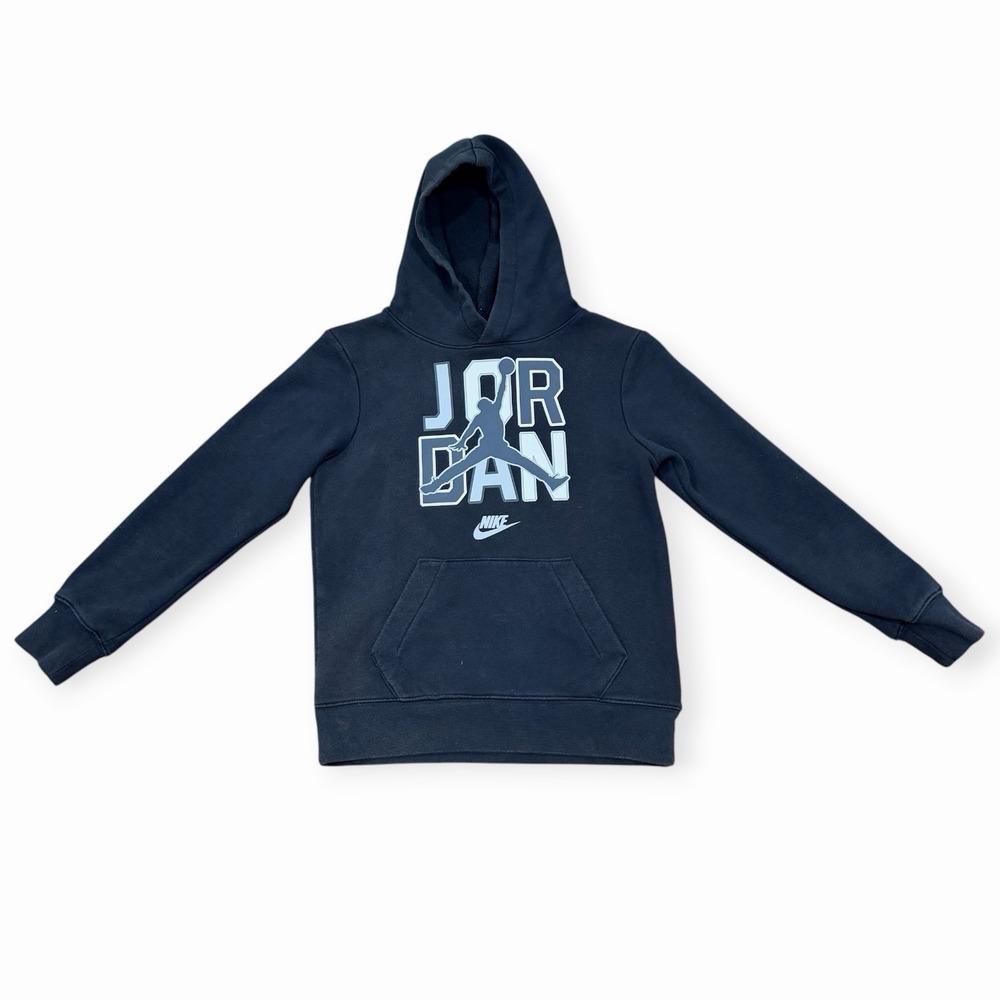 Jordan Hoodie  BlackPullover Jumpman Logo Fleece Pockets Youth Boy Size M